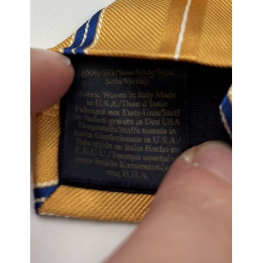 Brooks Brothers Silk Yellow Striped Width 3.5" Length 58" Tie - Picture 3 of 4